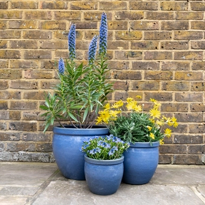 Glazed Terracotta Antique Grey Delta Rim (D28cmx24cm) Handmade Outdoor Plant Pot - image 2