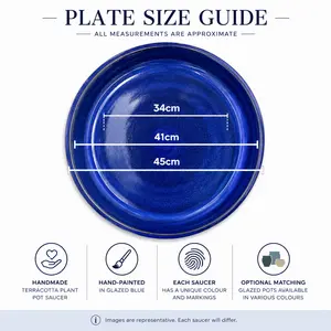 Glazed Terracotta Large Saucer Blue (D45cm) Handmade Plant Pot Saucer - image 5