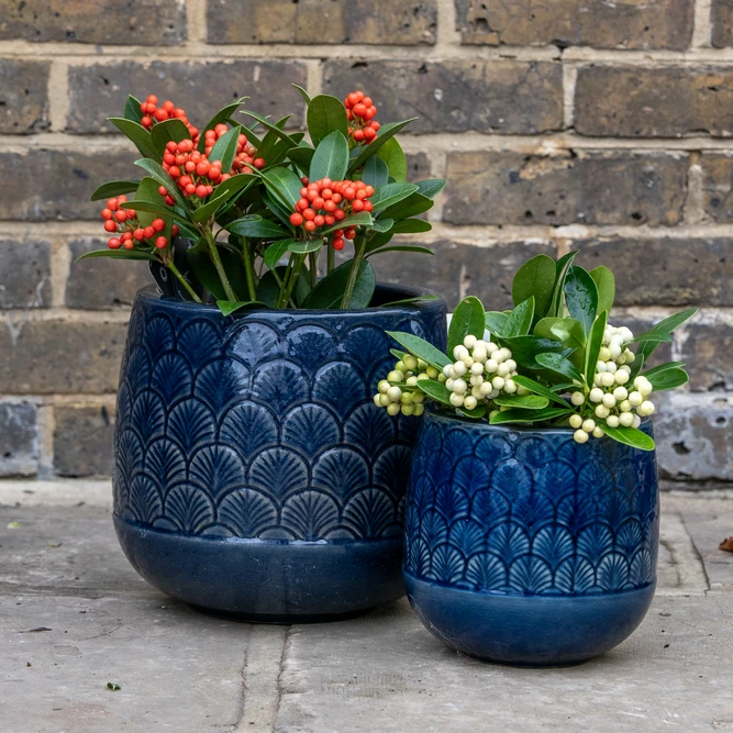 Glazed Terracotta Orangerie Pot Blue Planter (D19cmx20cm) Handmade Outdoor Plant Pot - image 2