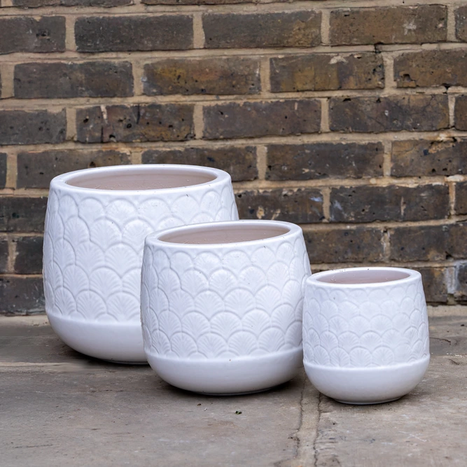 Glazed Terracotta Orangerie Pot White Planter (D19cmx20cm) Handmade Outdoor Plant Pot - image 1