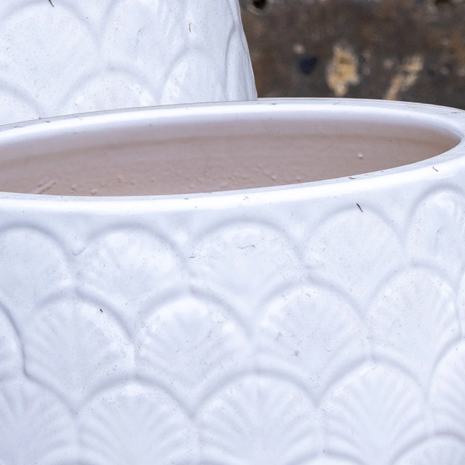 Glazed Terracotta Orangerie Pot White Planter (D19cmx20cm) Handmade Outdoor Plant Pot - image 3