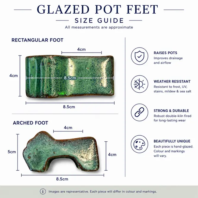 Glazed Terracotta Plant Pot Feet Celadon Green (Set of 3) Handmade Planter Feet - image 5