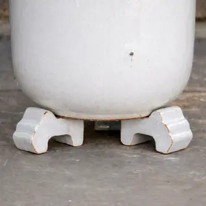 Glazed Terracotta Plant Pot Feet White (Set of 3) Handmade Planter Feet - image 3