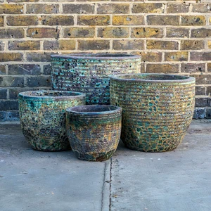 Glazed Terracotta Planter Aspara Green Mist (D56x48cm) Outdoor Plant Pot - image 1