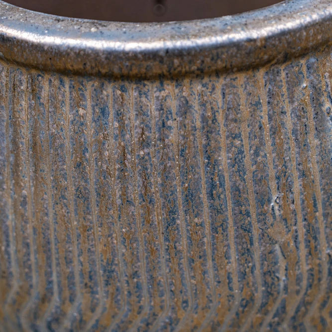 Glazed Terracotta Rain Barrel Bronze Planter (D55cmx55cm) Handmade Outdoor Plant Pot - image 3