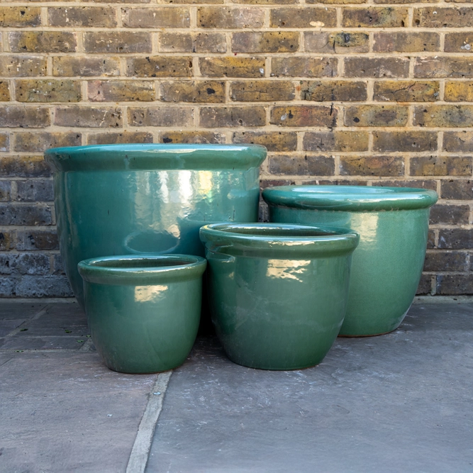 Glazed Terracotta Rim HP001 Celadon Green (D40cm x H30cm) Handmade Outdoor Planter Pot - image 1