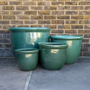 Glazed Terracotta Rim HP001 Celadon Green (D40cm x H30cm) Handmade Outdoor Planter Pot - image 1