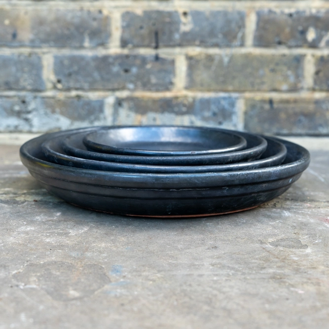 Glazed Terracotta Saucer Anthracite Grey (D20cm) Handmade Plant Pot Saucer - image 2