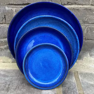 Glazed Terracotta Saucer Blue (D23cm) Handmade Plant Pot Saucer - image 1