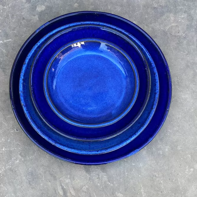 Glazed Terracotta Saucer Blue (D23cm) Handmade Plant Pot Saucer - image 2