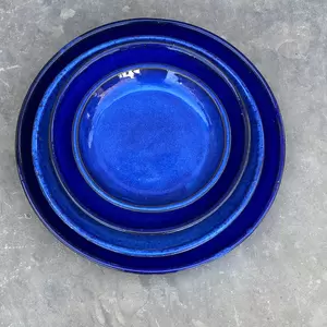 Glazed Terracotta Saucer Blue (D23cm) Handmade Plant Pot Saucer - image 2