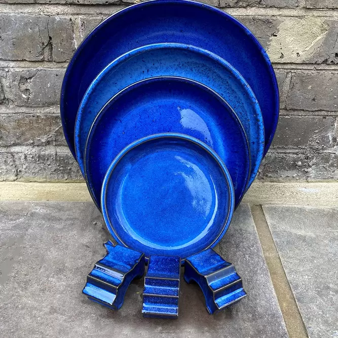 Glazed Terracotta Saucer Blue (D23cm) Handmade Plant Pot Saucer - image 4
