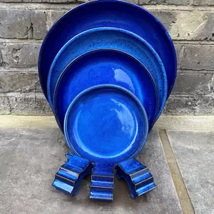 Glazed Terracotta Saucer Blue (D23cm) Handmade Plant Pot Saucer - image 4