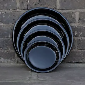Glazed Terracotta Saucer Shiny Black- Handmade Plant Pot Saucer