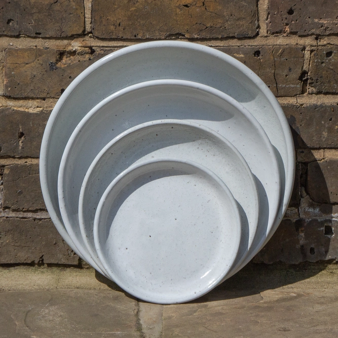 Glazed Terracotta Saucer White (D23cm) Handmade Outdoor Plant Pot Saucer