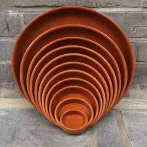 Glazed Terracotta Saucer with Natural Exterior - Plant Pot Saucer