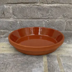 Glazed Terracotta Saucer with Natural Exterior (D8cm) Plant Pot Saucer Multiple Sizes - image 2