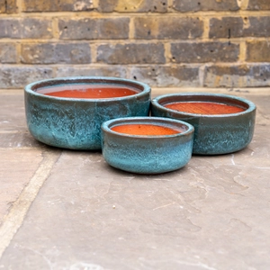 Glazed Terracotta Small Bowl Moss Green Planter (D18cm x H8cm) Handmade Outdoor Plant Pot - image 1