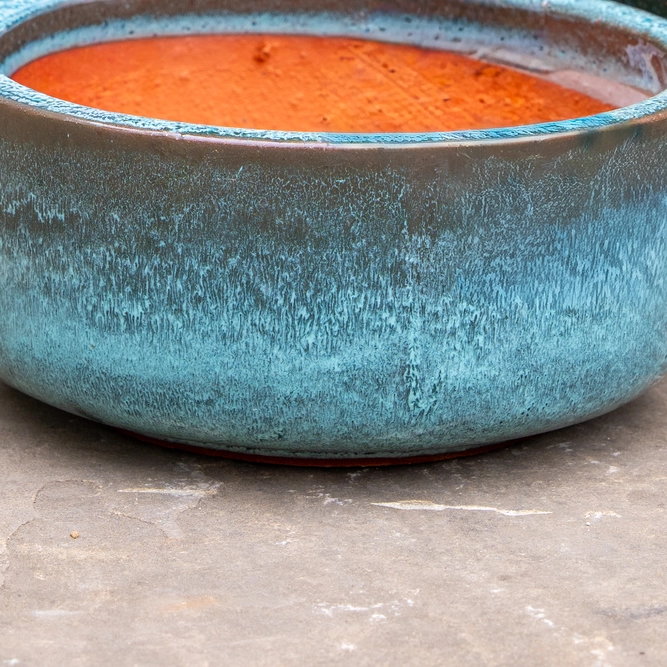Glazed Terracotta Small Bowl Moss Green Planter (D18cm x H8cm) Handmade Outdoor Plant Pot - image 3