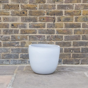 Glazed White Egg Pot (D36cm x H32cm) Handmade Terracotta Planter Outdoor Plant Pot - image 2