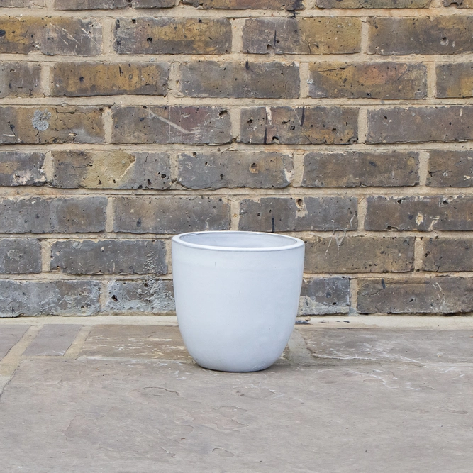 Glazed White Egg Pot Terracotta Planter (D21cm x H20cm) Outdoor Plant Pot - image 2