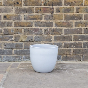Glazed White Egg Pot Terracotta Planter (D28cm x H26cm) Outdoor Plant Pot - image 2