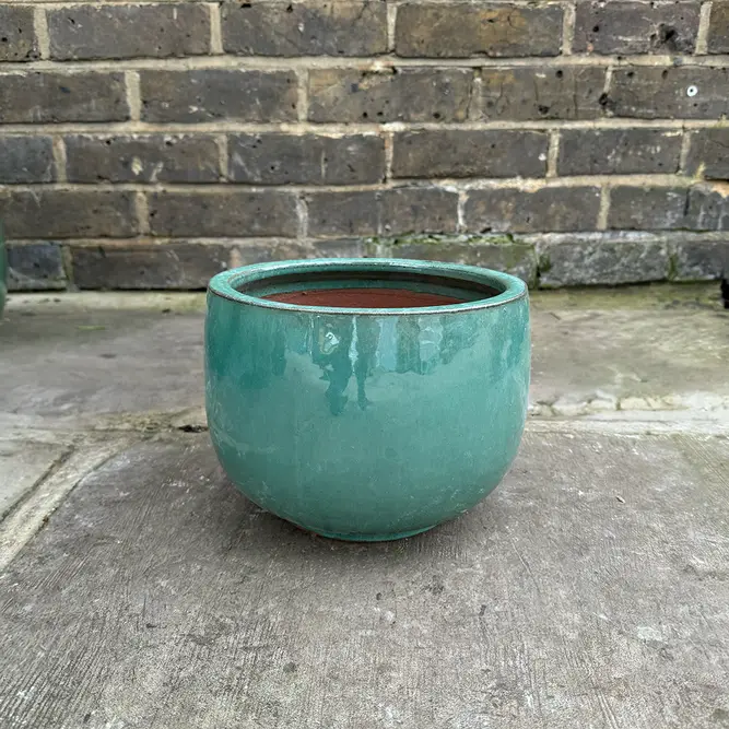 Globe Bowl Aqua Green (D23xH18cm) Handmade Terracotta Planter Outdoor Plant Pot - image 3