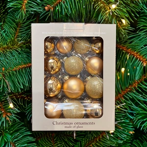Gold Glass Christmas Tree Bauble Ornament Set (26Pcs) Christmas Tree Decorations - image 1