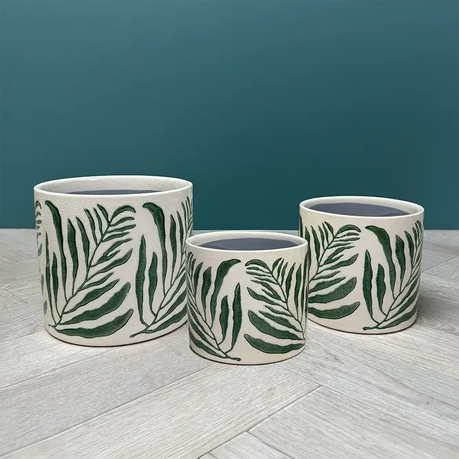 Green Branch Pot (D18xH16cm) Glazed Ceramic Plant Pot - image 1