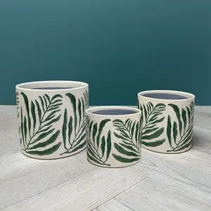 Green Branch Pot (D18xH16cm) Glazed Ceramic Plant Pot - image 1