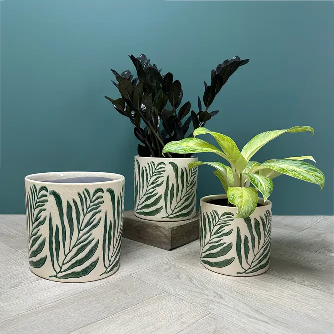 Green Branch Pot (D18xH16cm) Glazed Ceramic Plant Pot - image 2