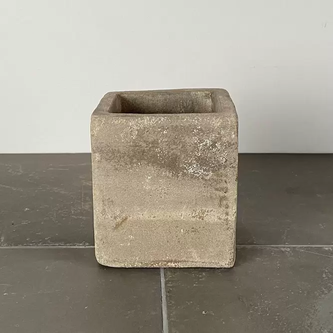 Handmade Antique Sand Cube Pot Size D12cm x H12cm Outdoor Plant - image 1