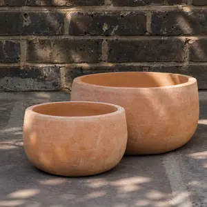 Handmade Terracotta Low Bowl (Pot Size D24cm x H10cm) Outdoor Plant Pot - image 1