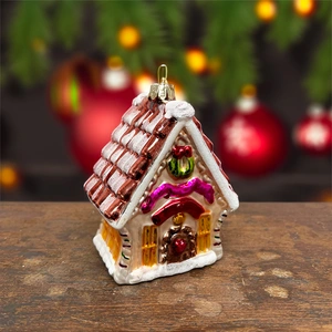 Handpainted Glass House Christmas Tree Decoration - image 1