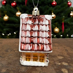 Handpainted Glass House Christmas Tree Decoration - image 2