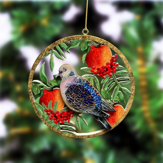 Handpainted Partridge Dove - Christmas Tree Decoration
