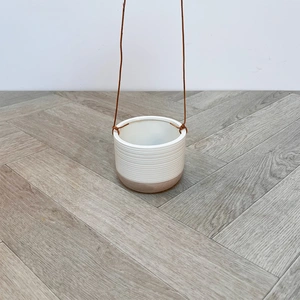 Hanging Plant Pot Ripple White & Brown (10cm) - image 1