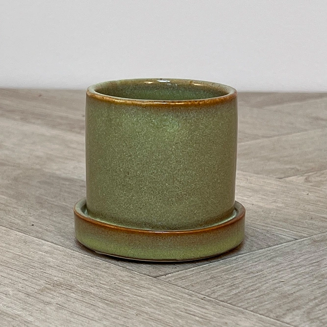 Inger Green Plant Pot & Saucer  (D6cm) - image 3