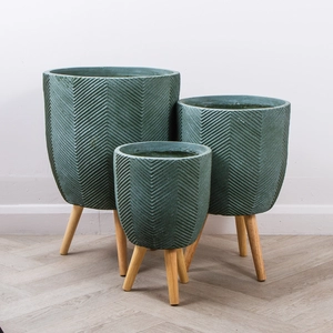 Iowa Leggs Pot Green (D31cm x H48cm) Multi-use Indoor Plant Pot Cover On Legs - image 1