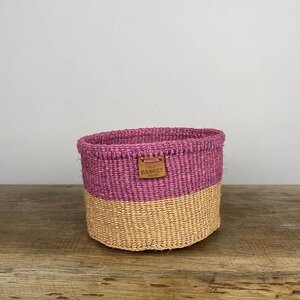 Keti Pink Weaved Straw Basket (D16cm x H10cm) Indoor Plant Pot Cover - image 1