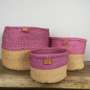 Keti Pink Weaved Straw Basket (D16cm x H10cm) Indoor Plant Pot Cover - image 3
