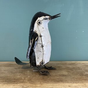 Large Painted Penguin Bronze Sculpture L17cm x W10cm x H25cm - image 2