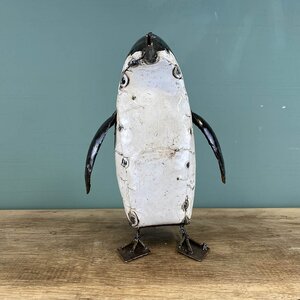 Large Painted Penguin Bronze Sculpture L17cm x W10cm x H25cm - image 1