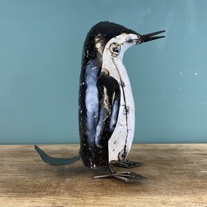 Large Painted Penguin Bronze Sculpture L17cm x W10cm x H25cm - image 3