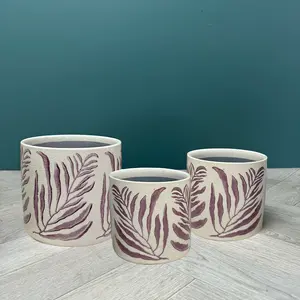 Mauve Branch Pot (D12.5xH11cm) Glazed Ceramic Plant Pot - image 1