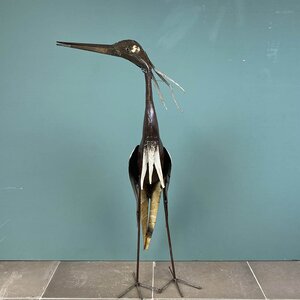 Medium Heron White Winged Multicoloured Sculpture L20cm x W26cm x H68cm - image 3