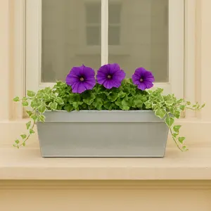 Metal Trough Window Box Planter - Silver (L40cm x W17cm x D17cm) - image 2