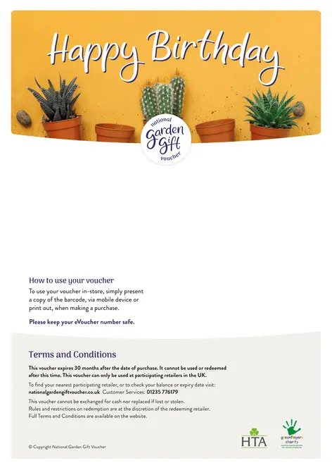 National Garden Gift Voucher - Happy Birthday!