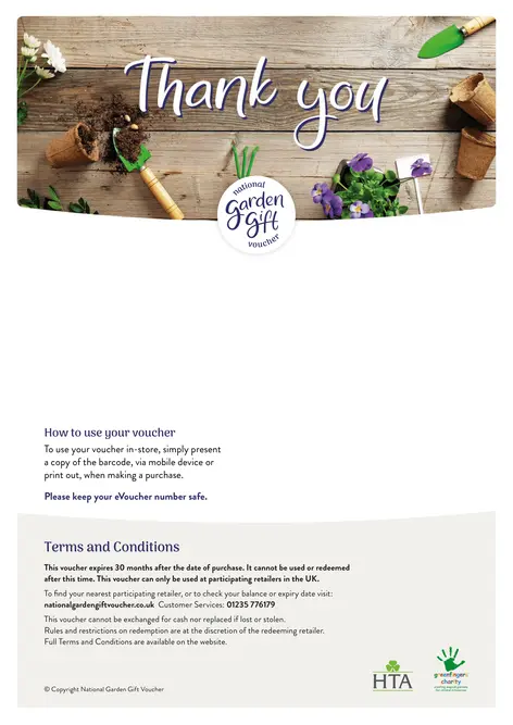 National Garden Gift Voucher - Thank You