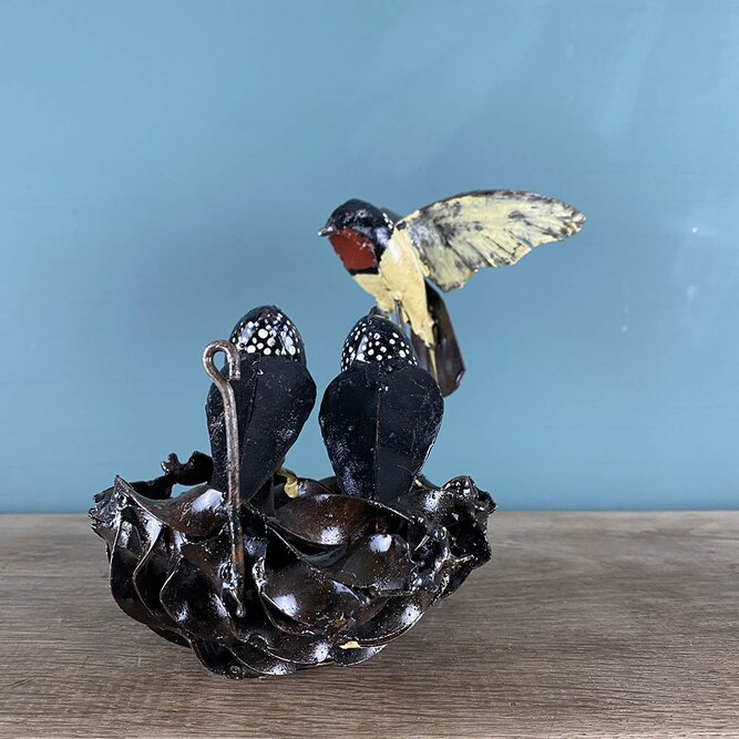 Nesting Family Sparrow Multicoloured Sculpture L25cm x W15cm x H22cm - image 3